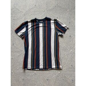 San Francisco Work Shirts Striped T-Shirt - Blue/Multicolor - Large